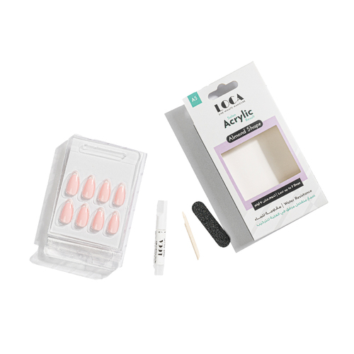 لوكا، اظافر اكريلك A5 ،شكل الموند لون وردي فرنسي - Image 2