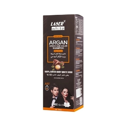 ليزر وايت شامبو صبغ الشعر السريع بزيت الأرجان، أسود بني، 420 مل