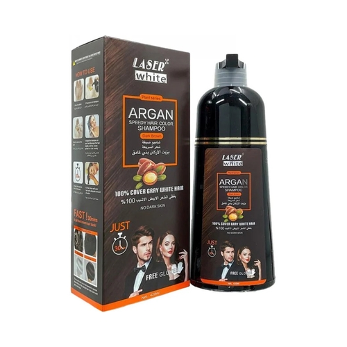 ليزر وايت شامبو صبغ الشعر السريع بزيت الأرجان، بني غامق، 420 مل - Image 2