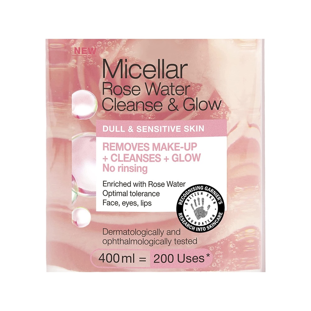 غارنييه ماء ميسيلار منظف للبشرة ومزيل مكياج بماء الورد، 400 مل - الصورة 3