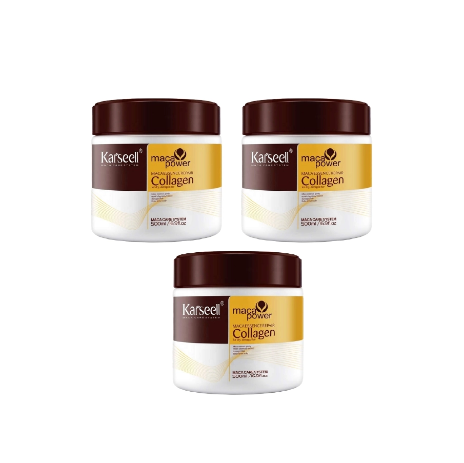 كارسيل ماكا إيسنس ماسك الشعر بالكولاجين لإصلاح الشعر الجاف والتالف ٣ عبوات، 500 مل