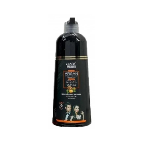 ليزر وايت شامبو صبغ الشعر السريع بزيت الأرجان، أسود طبيعي، 420 مل